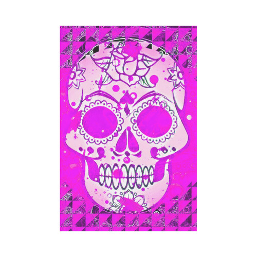 Trendy Skull,hot pink by JamColors Garden Flag 12‘’x18‘’（Without Flagpole）
