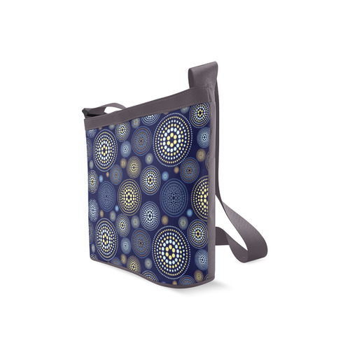 Blue Gold Circles Abstract Pattern Crossbody Bags (Model 1613)