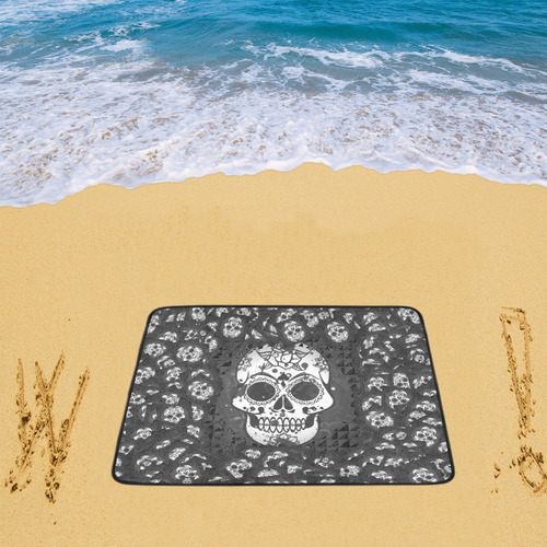 skull 317 B&W by JamColors Beach Mat 78"x 60"