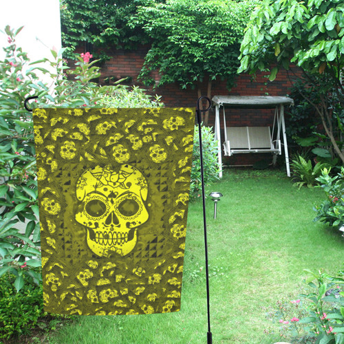 skull 317 yellow by JamColors Garden Flag 12‘’x18‘’（Without Flagpole）