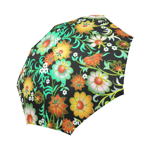 Beautiful Vintage European Floral Pattern Auto-Foldable Umbrella (Model U04)