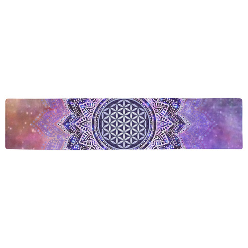 Flower Of Life Lotus Of India Galaxy Colored Table Runner 16x72 inch