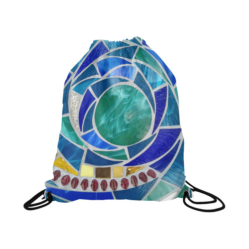 blue-green mosaic Large Drawstring Bag Model 1604 (Twin Sides)  16.5"(W) * 19.3"(H)