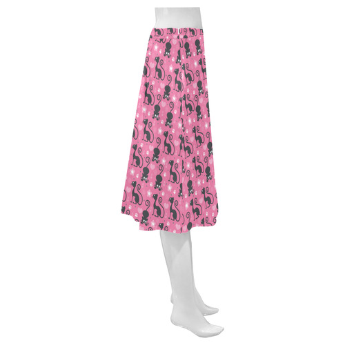 Cute Cats I Mnemosyne Women's Crepe Skirt (Model D16)