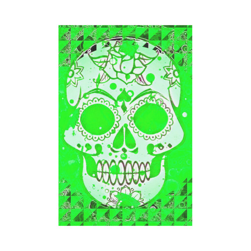 Trendy Skull, neon green by JamColors Garden Flag 12‘’x18‘’（Without Flagpole）