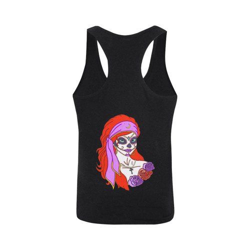 Gypsy Sugar Skull Black Plus-size Men's I-shaped Tank Top (Model T32)