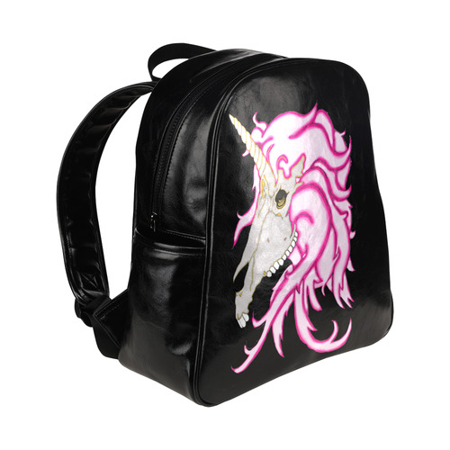 Pink Unicorn Skull Black Multi-Pockets Backpack (Model 1636)