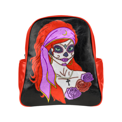 Gypsy Sugar Skull Black Multi-Pockets Backpack (Model 1636)