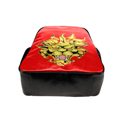Golden Lion Red Multi-Pockets Backpack (Model 1636)