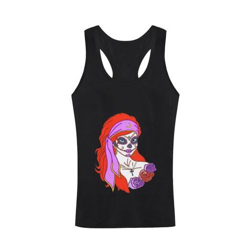 Gypsy Sugar Skull Black Men's I-shaped Tank Top (Model T32)