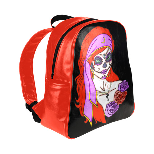 Gypsy Sugar Skull Black Multi-Pockets Backpack (Model 1636)