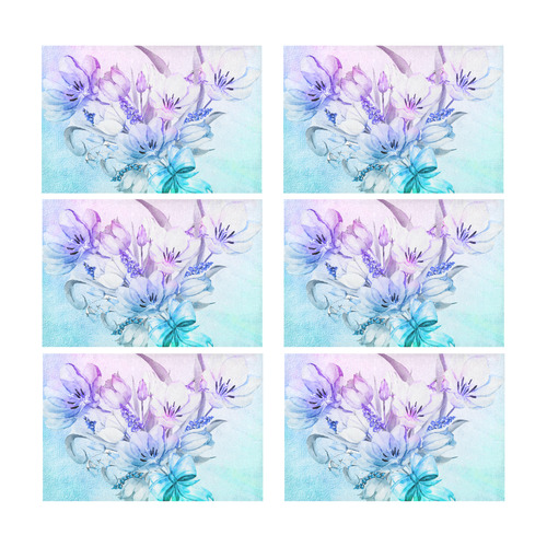 Wonderful flowers in soft watercolors Placemat 12’’ x 18’’ (Six Pieces)