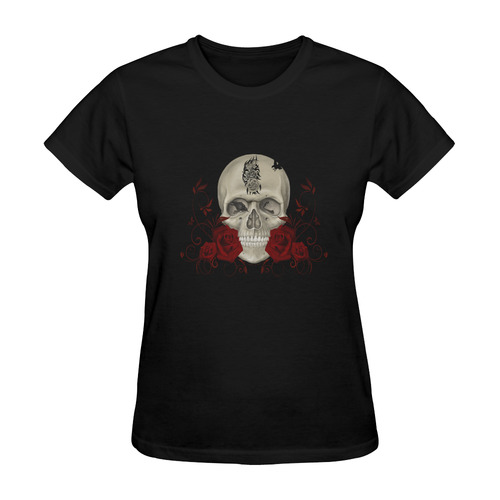 Gothic Skull With Tribal Tatoo Sunny Women's T-shirt (Model T05)