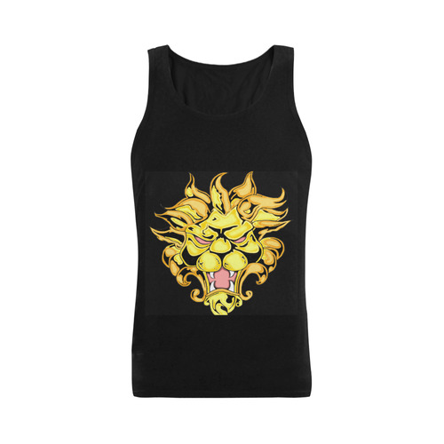 Golden Lion Black Plus-size Men's Shoulder-Free Tank Top (Model T33)