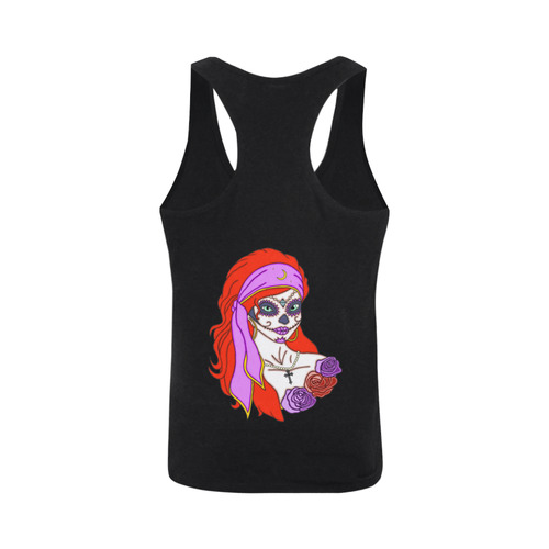 Gypsy Sugar Skull Black Men's I-shaped Tank Top (Model T32)