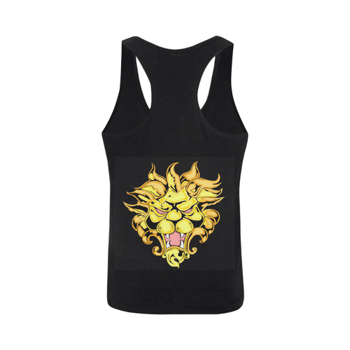 Golden Lion Black Men's I-shaped Tank Top (Model T32)