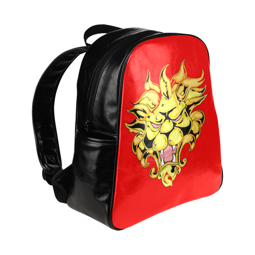 Golden Lion Red Multi-Pockets Backpack (Model 1636)