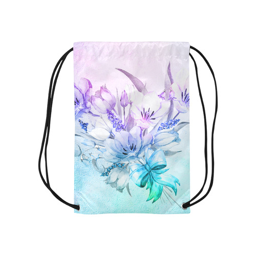 Wonderful flowers in soft watercolors Small Drawstring Bag Model 1604 (Twin Sides) 11"(W) * 17.7"(H)