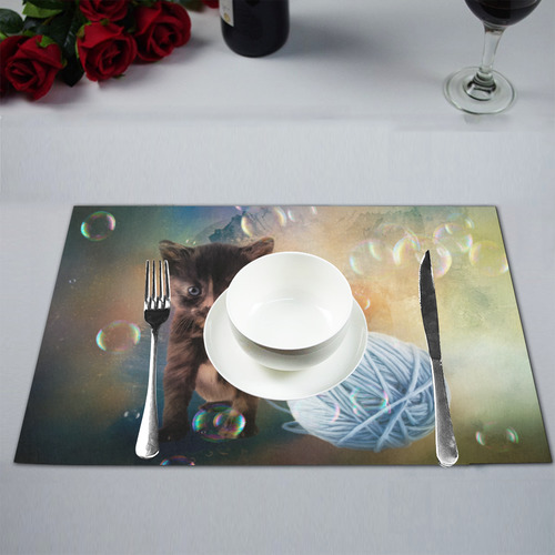 Playful cute black kitten Placemat 12’’ x 18’’ (Set of 4)