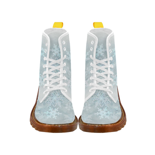 Snowflakes White and blue, Christmas Martin Boots For Men Model 1203H