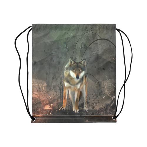 Amazing wolf in the night Large Drawstring Bag Model 1604 (Twin Sides)  16.5"(W) * 19.3"(H)