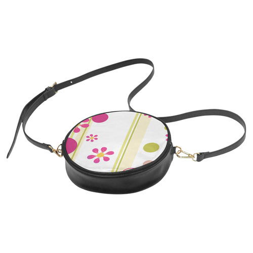 Flowers n Dots Pink n Green Round Sling Bag (Model 1647)