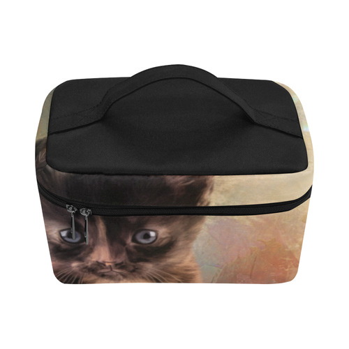 Playful cute black kitten Cosmetic Bag/Large (Model 1658)