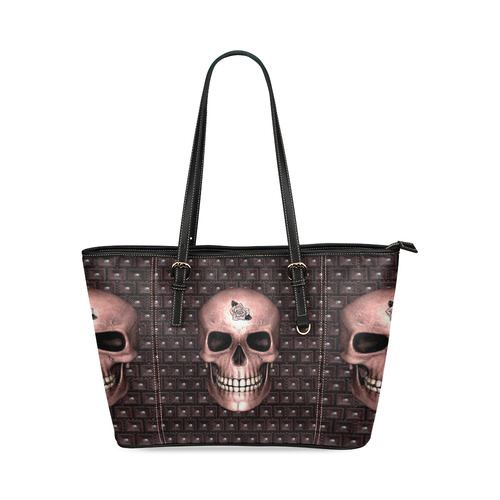 317 new Skull I by JamColors Leather Tote Bag/Small (Model 1640)