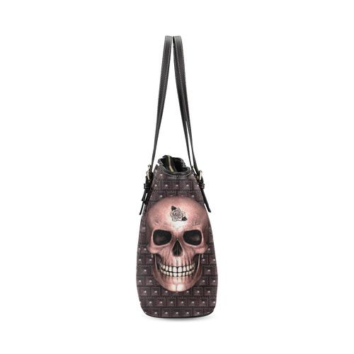 317 new Skull I by JamColors Leather Tote Bag/Small (Model 1640)