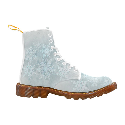 Snowflakes White and blue, Christmas Martin Boots For Men Model 1203H