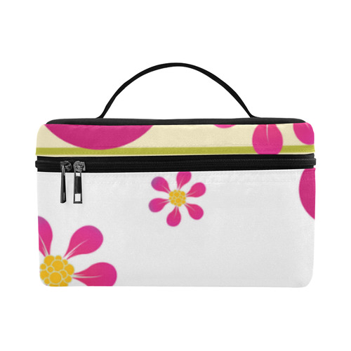 Flowers Dots Stripes Pink Green Cosmetic Bag/Large (Model 1658)
