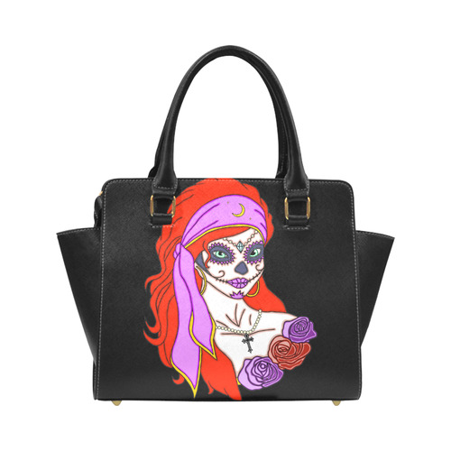 Gypsy Sugar Skull Black Classic Shoulder Handbag (Model 1653)