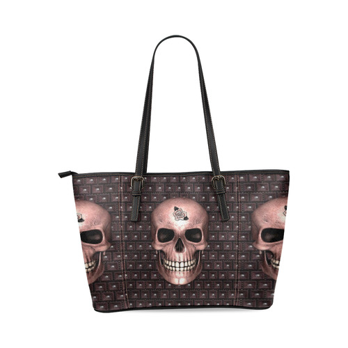 317 new Skull I by JamColors Leather Tote Bag/Small (Model 1640)