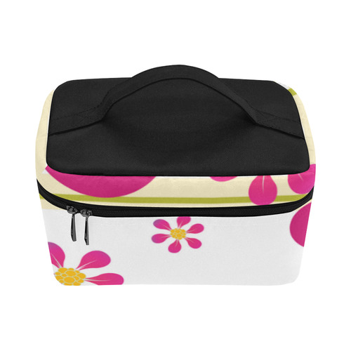 Flowers Dots Stripes Pink Green Cosmetic Bag/Large (Model 1658)