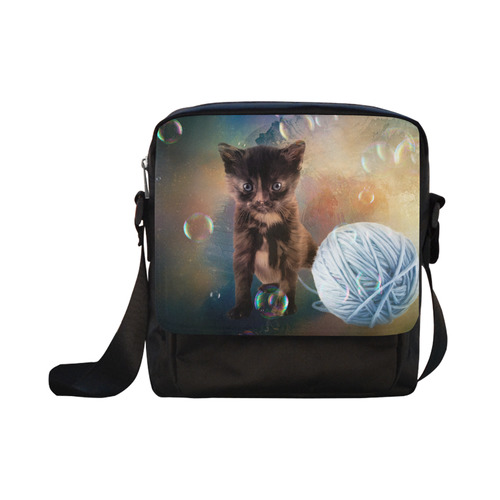 Playful cute black kitten Crossbody Nylon Bags (Model 1633)