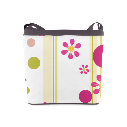 Flowers STripes Dots Pink Green Crossbody Bags (Model 1613)