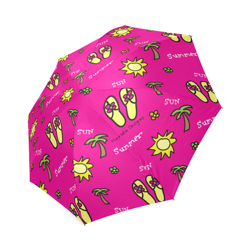 Summer Sun Flip Flops Pink Pattern Foldable Umbrella (Model U01)
