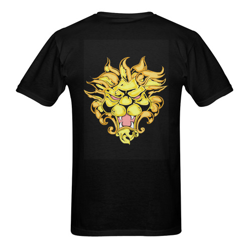 Golden Lion Black Men's T-Shirt in USA Size (Two Sides Printing)