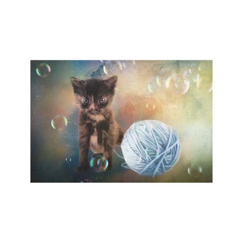 Playful cute black kitten Placemat 12’’ x 18’’ (Set of 4)