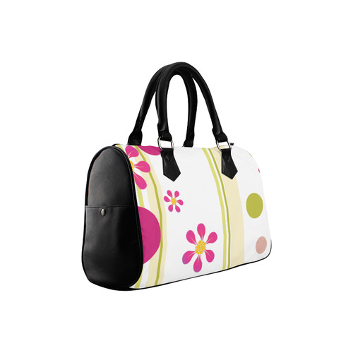 Flowers n Dots Pink n Green Boston Handbag (Model 1621)