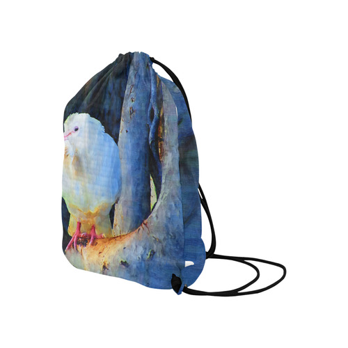 White Bird on Branch Large Drawstring Bag Model 1604 (Twin Sides)  16.5"(W) * 19.3"(H)