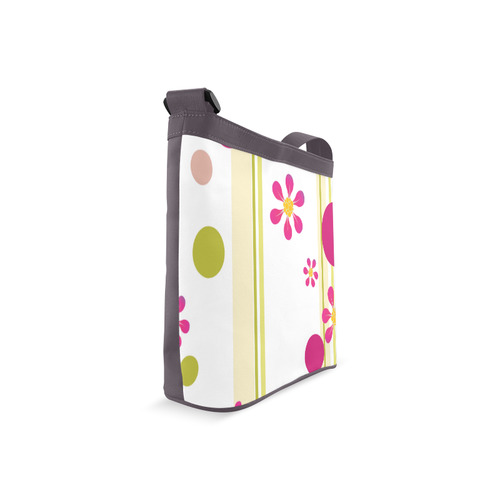 Flowers STripes Dots Pink Green Crossbody Bags (Model 1613)