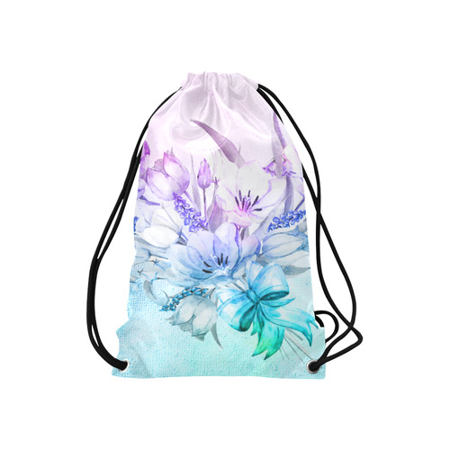 Wonderful flowers in soft watercolors Small Drawstring Bag Model 1604 (Twin Sides) 11"(W) * 17.7"(H)