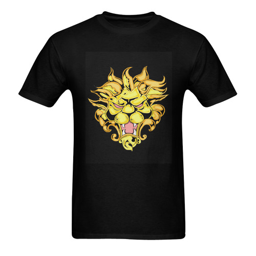 Golden Lion Black Men's T-Shirt in USA Size (Two Sides Printing)