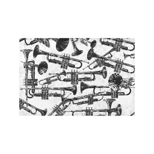 Trumpet Vintage Style Ink Print Placemat Set Placemat 12’’ x 18’’ (Six Pieces)