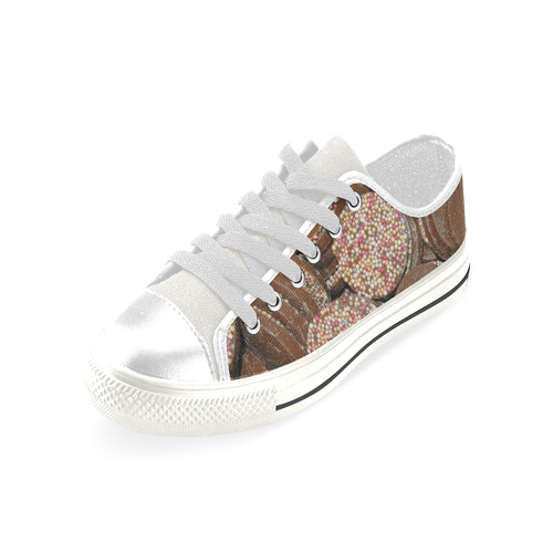 Chocolate Low Top Canvas Shoes for Kid (Model 018)