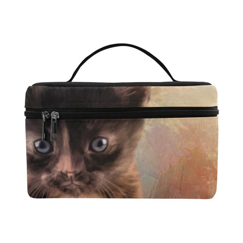 Playful cute black kitten Lunch Bag/Large (Model 1658)