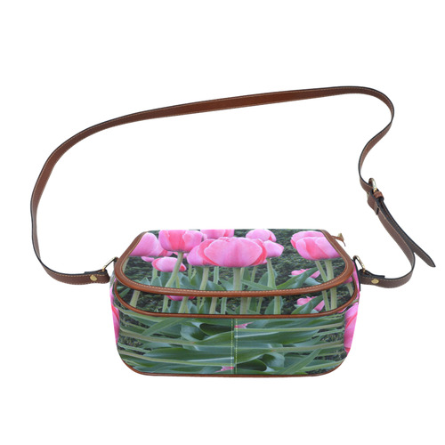 Pink Tulips Saddle Bag/Small (Model 1649) Full Customization