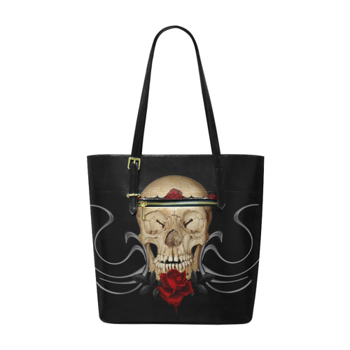 Queen Of Roses Gothic Skull Euramerican Tote Bag/Small (Model 1655)