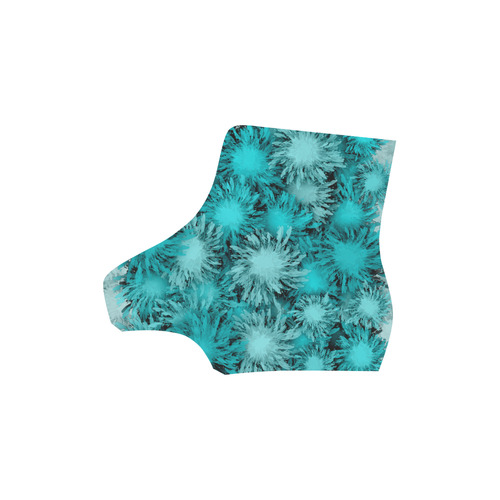 Abstract Turquoise Frozen frosty flowers, pattern Martin Boots For Men Model 1203H